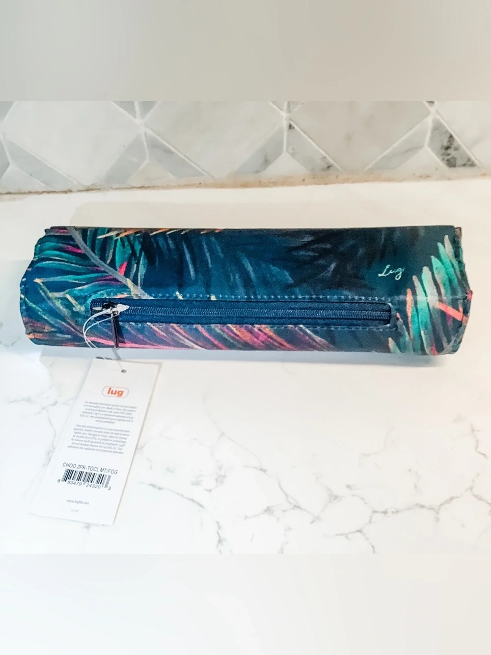 NWT lug Choo Choo pill case in Blue Tropical Print
